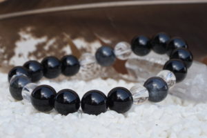 Morion and black jade and crystal bracelet-01-01